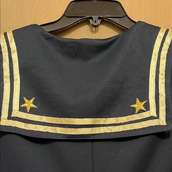 Navy Blue Sailor Dress with Gold Accents - Picture 8 of 10